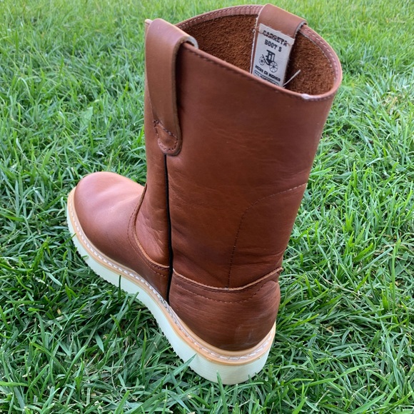 Men’s pull on work lightweight STEEL TOE leather boots Bota trabajo casquillo415 - Picture 2 of 8